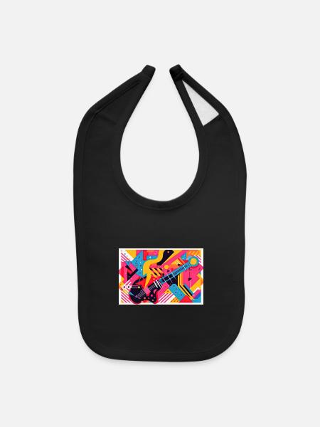 Memphis Design Rockabilly Abstract - Baby Bib - black - Front