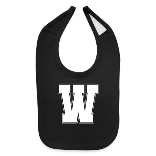 White Letter W – Varsity Alphabet Monogram - Baby Bib