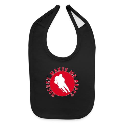 Hockey Makes Me Happy – Ice Hockey Fan Emblem - Baby Bib