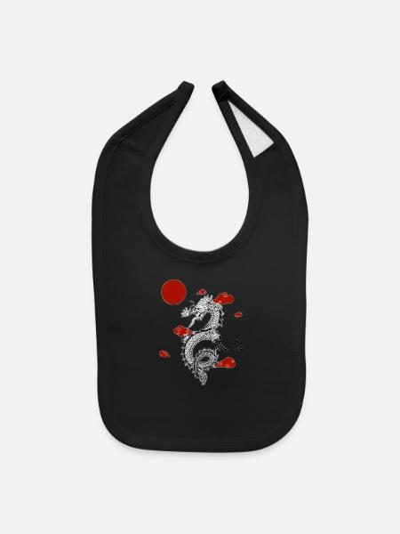 Dragon snake - Baby Bib - black - Front