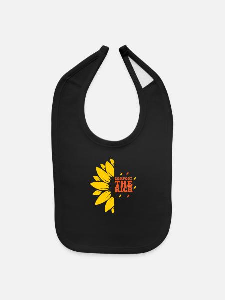 Compost The Rich Sunflower - Baby Bib - black - Front