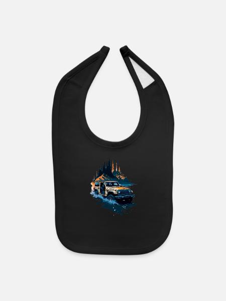 4x4 offroad vehicle - Baby Bib - black - Front