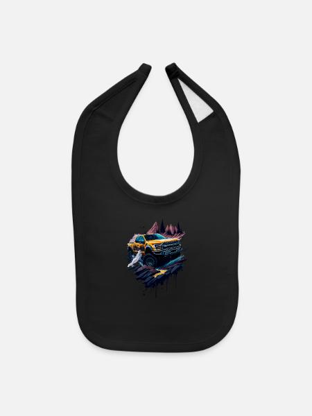 illustration 4x4 offroad vehicle - Baby Bib - black - Front