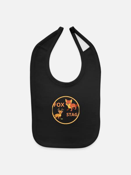 STAG AND FOX - Baby Bib - black - Front