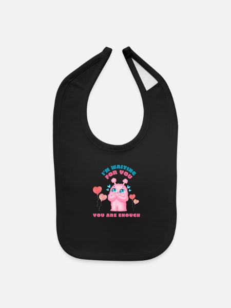 Pink Modern Cute - Baby Bib - black - Front