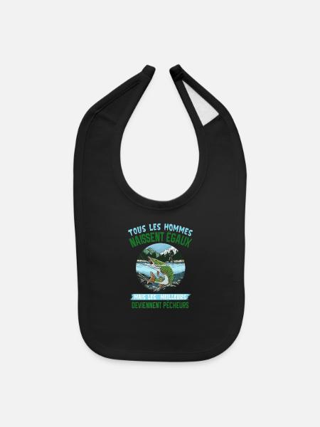 Fishing Fisherman Clothing Premium - Baby Bib - black - Front