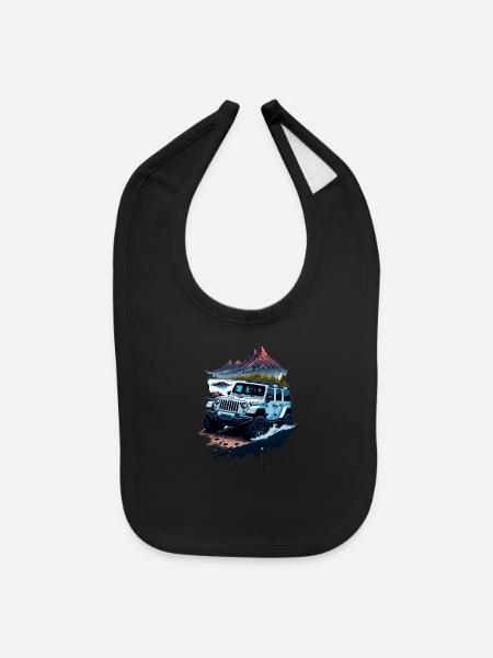 4x4 offroad vehicle - Baby Bib - black - Front