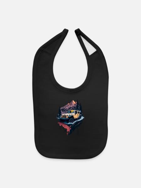 4x4 offroad vehicle - Baby Bib - black - Front
