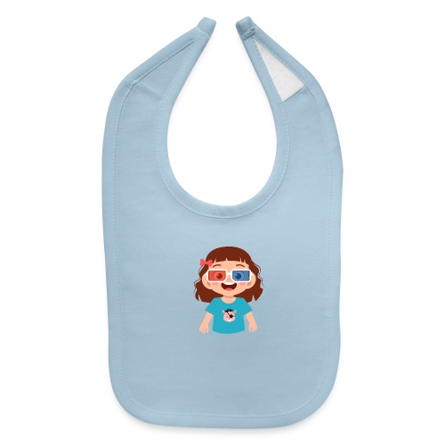 Girl red blue 3D glasses doing Vision Therapy - Baby Bib
