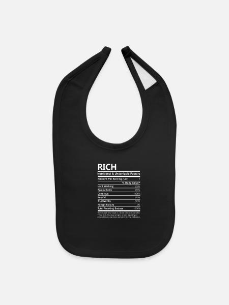 Rich Name T Shirt - Rich Nutritional And Undeniabl - Baby Bib - black - Front