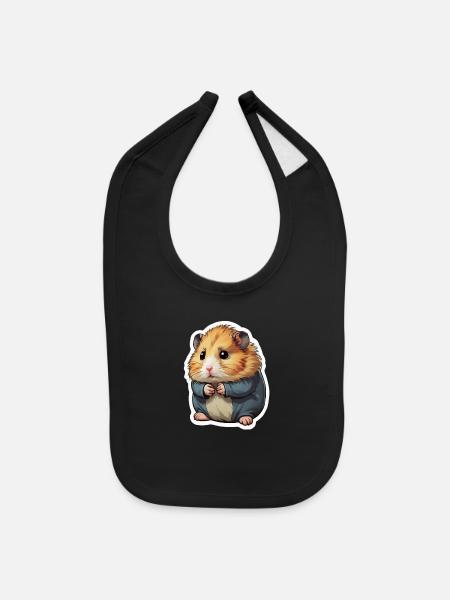 sad hamster - Baby Bib - black - Front