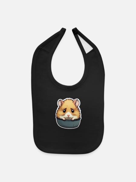 sad hamster - Baby Bib - black - Front