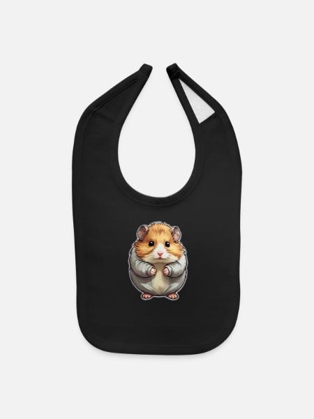 sad hamster - Baby Bib - black - Front