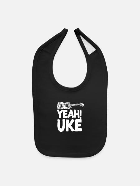 Hawaiian Ukulele Uke Yeah! Uke - Baby Bib - black - Front