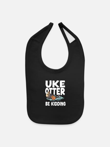 Hawaiian Ukulele Uke Otter Pun Uke - Baby Bib - black - Front