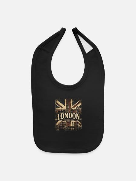 london flag  - Baby Bib - black - Front
