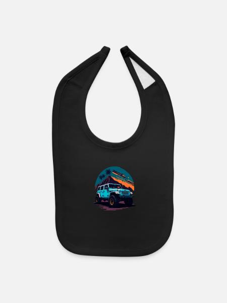 illustration 4x4 offroad vehicle - Baby Bib - black - Front