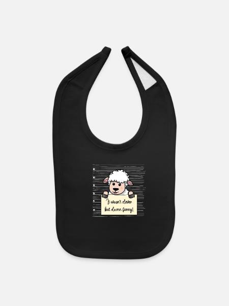 Sheep was not clever but funny - Baby Bib - black - Front