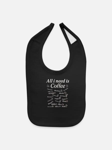 Coffee Collection Coffee Drinker Coffee Lovers - Baby Bib - black - Front
