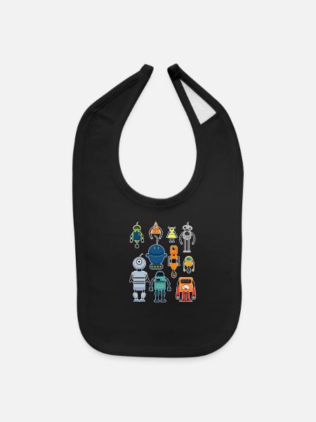 Kids Robot Cool Robotics Boys Robots - Baby Bib - black - Front
