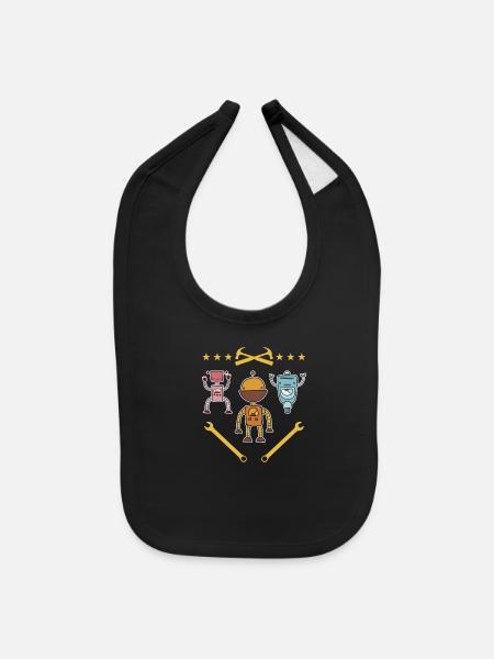 Robotics Children Robots Boys Robot - Baby Bib - black - Front