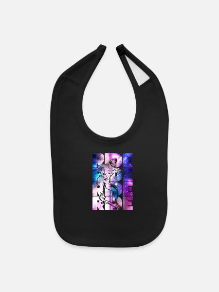 Skateboard Stunt Boys Skateboarding Galaxy - Baby Bib - black - Front