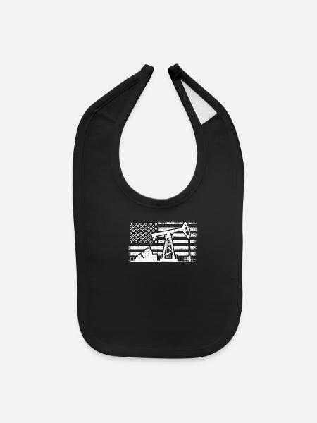 US Oil Field, Oil Field Worker - Baby Bib - black - Front