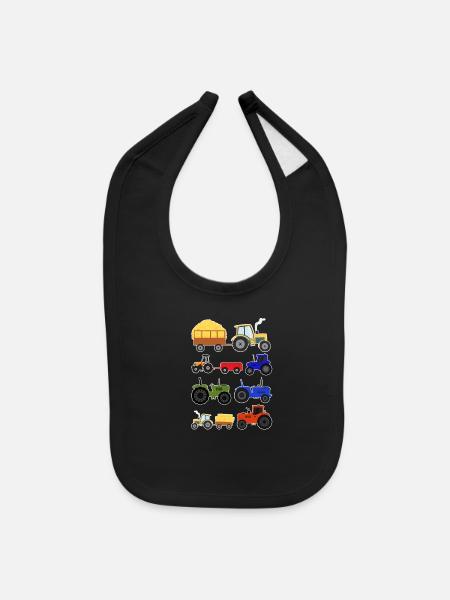 Kids Tractors Farm Vehicles - Baby Bib - black - Front