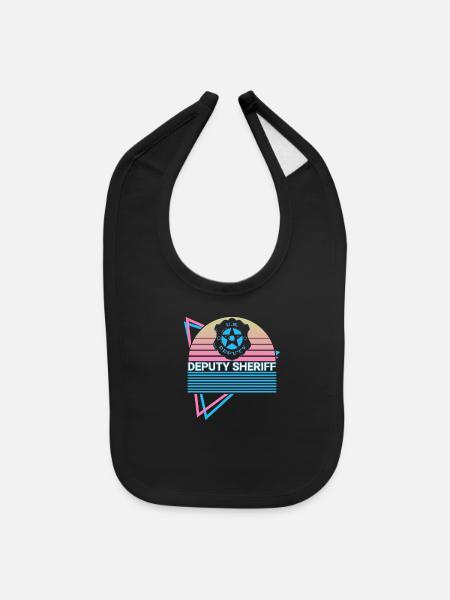 Deputy Sheriff Retro - Baby Bib - black - Front