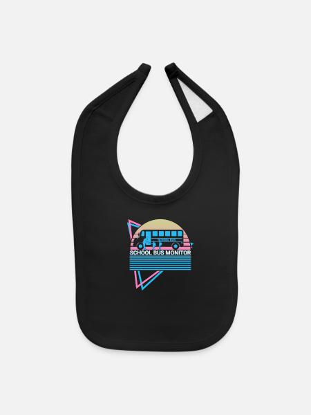 School Bus Monitor Retro - Baby Bib - black - Front