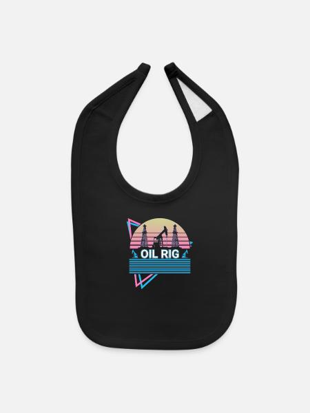 Oil Rig Retro - Baby Bib - black - Front