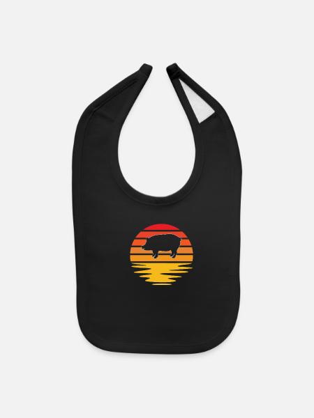 pig retro - Baby Bib - black - Front