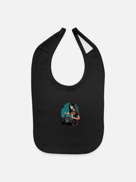 AV Technician Touchscreen Monitor Digital Display - Baby Bib - black - Front