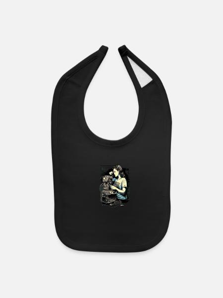 AV Technician Touchscreen Monitor Digital Display - Baby Bib - black - Front