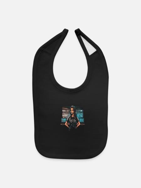AV Technician Touchscreen Monitor Digital Display - Baby Bib - black - Front