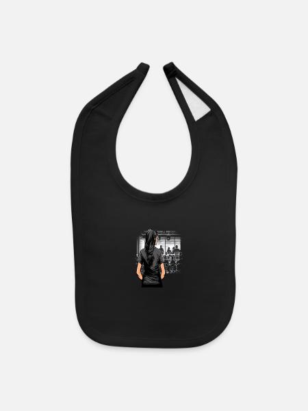AV Technician Touchscreen Monitor Digital Display - Baby Bib - black - Front