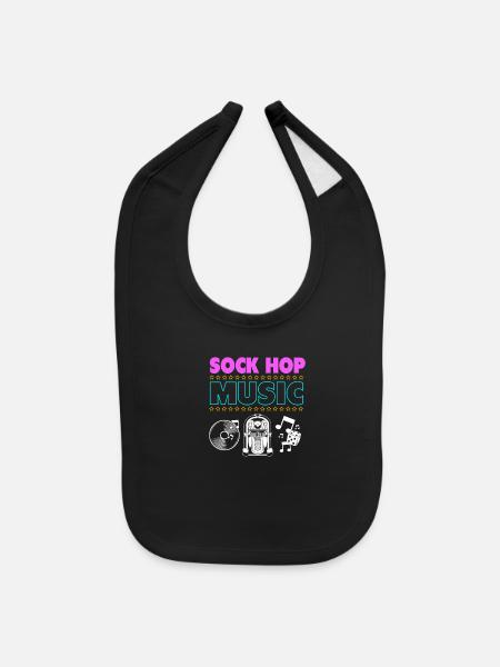 Retro Rockabilly 50s Sock Hop Music - Baby Bib - black - Front