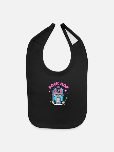 Retro Music Rockabilly 50s Sock Hop - Baby Bib - black - Front