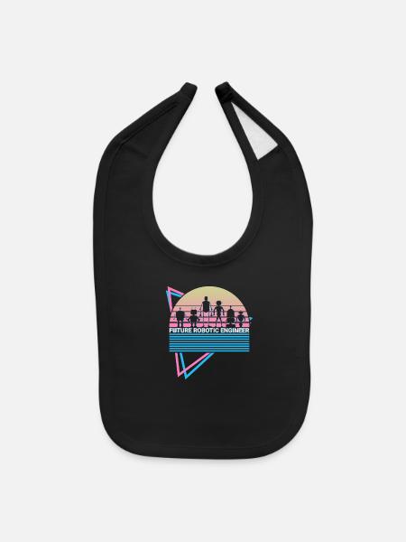 Robots Robotics Retro - Baby Bib - black - Front
