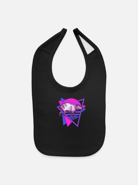 Capybara Retro - Baby Bib - black - Front