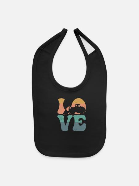 Bulldozer Truck Construction Vehicle - Baby Bib - black - Front