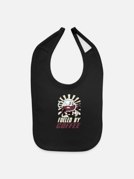 Fueled By Coffee Coffee Barista Espresso Coffee - Baby Bib - black - Front