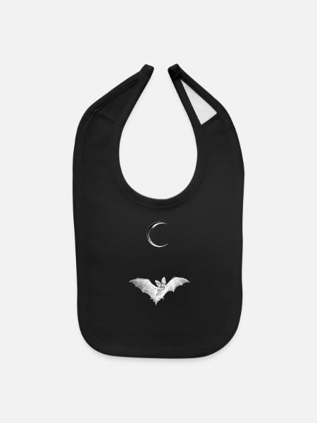 Bat Moon - Baby Bib - black - Front