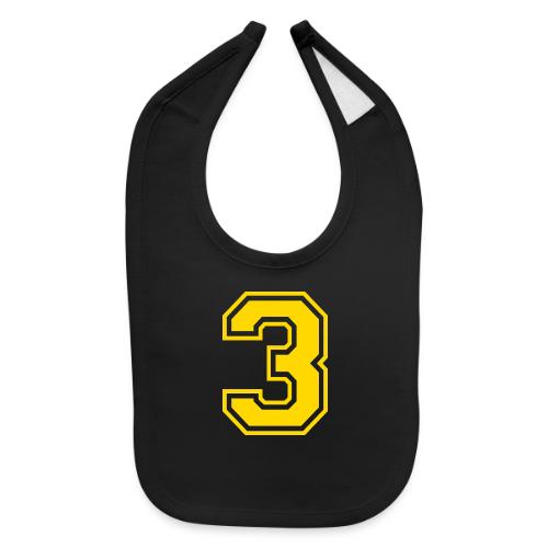 Number 3 in a classic athletic collegiate font - Baby Bib