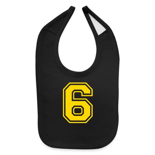 Number 6 in a classic athletic collegiate font - Baby Bib