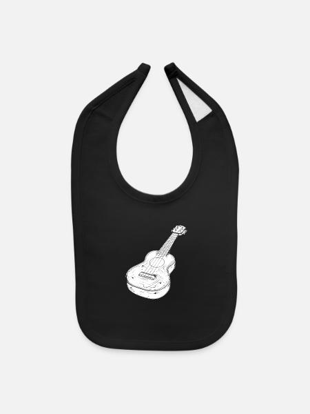 Ukulele Drawing - Baby Bib - black - Front