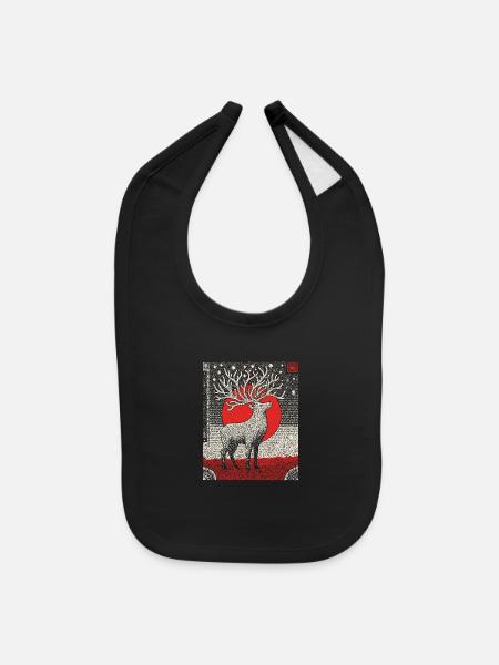 Crimson Moon Stag - Baby Bib - black - Front