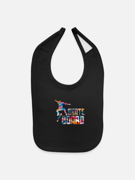 Skateboard Stunt Jump Boys Skateboarding - Baby Bib - black - Front