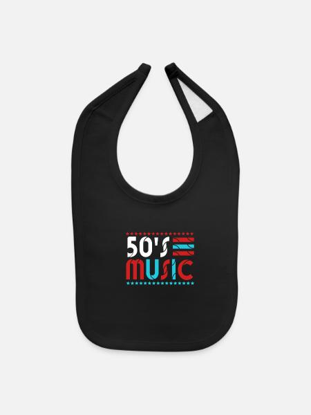 Rock N Roll Music 50s Rockabilly Sock Hop - Baby Bib - black - Front