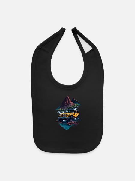 4x4 offroad vehicle - Baby Bib - black - Front
